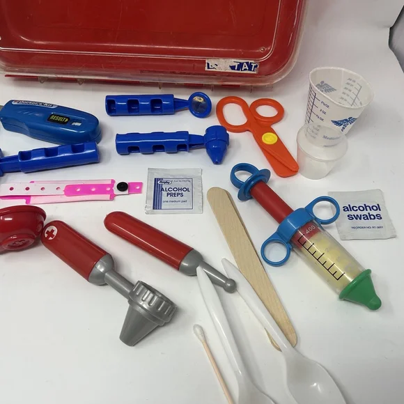 Vintage 28 PC Variety Medical Kit Doctor Dr Nurse Bag Play Set WOW